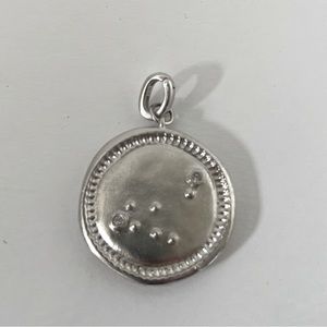 Kendra Scott Capricorn silver tone charm coin pendant with crystals